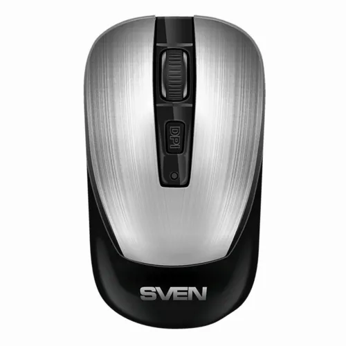 Wireless Mouse SVEN RX-380W, Optical, 800-1600 dpi, 6 buttons, Ambidextrous, 1xAA, Silver