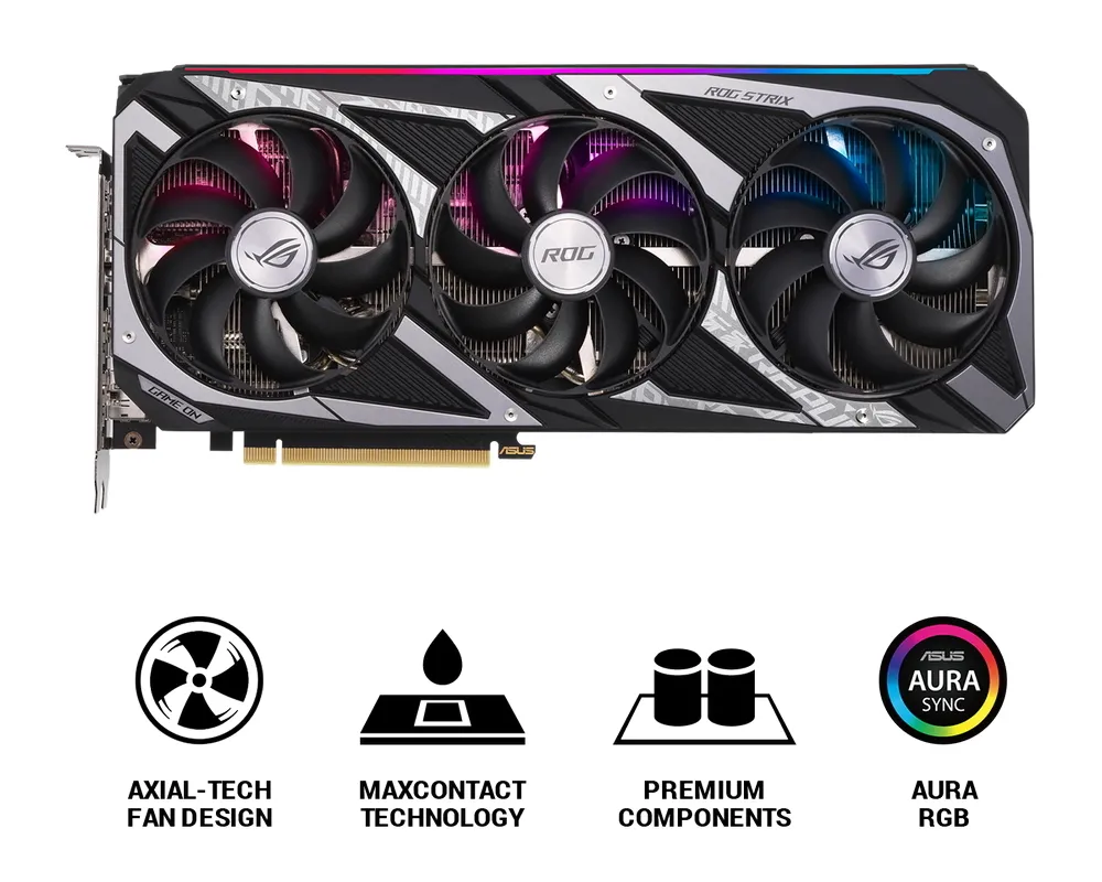 Видеокарта ASUS ROG-STRIX-RTX3060-O12G-V2-GAMING, 12ГБ GDDR6 192бит