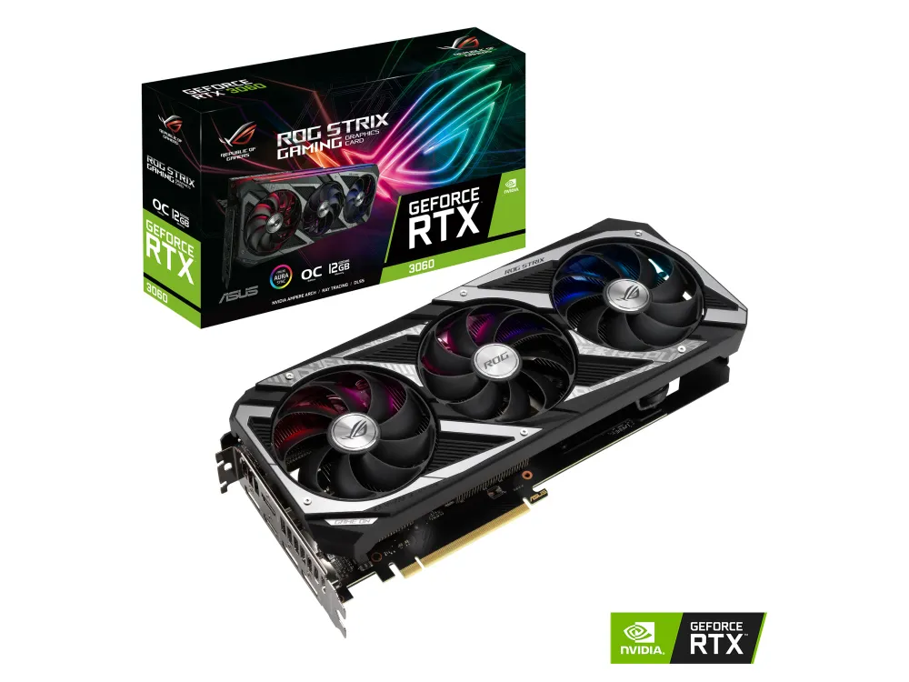 Видеокарта ASUS ROG-STRIX-RTX3060-O12G-V2-GAMING, 12ГБ GDDR6 192бит