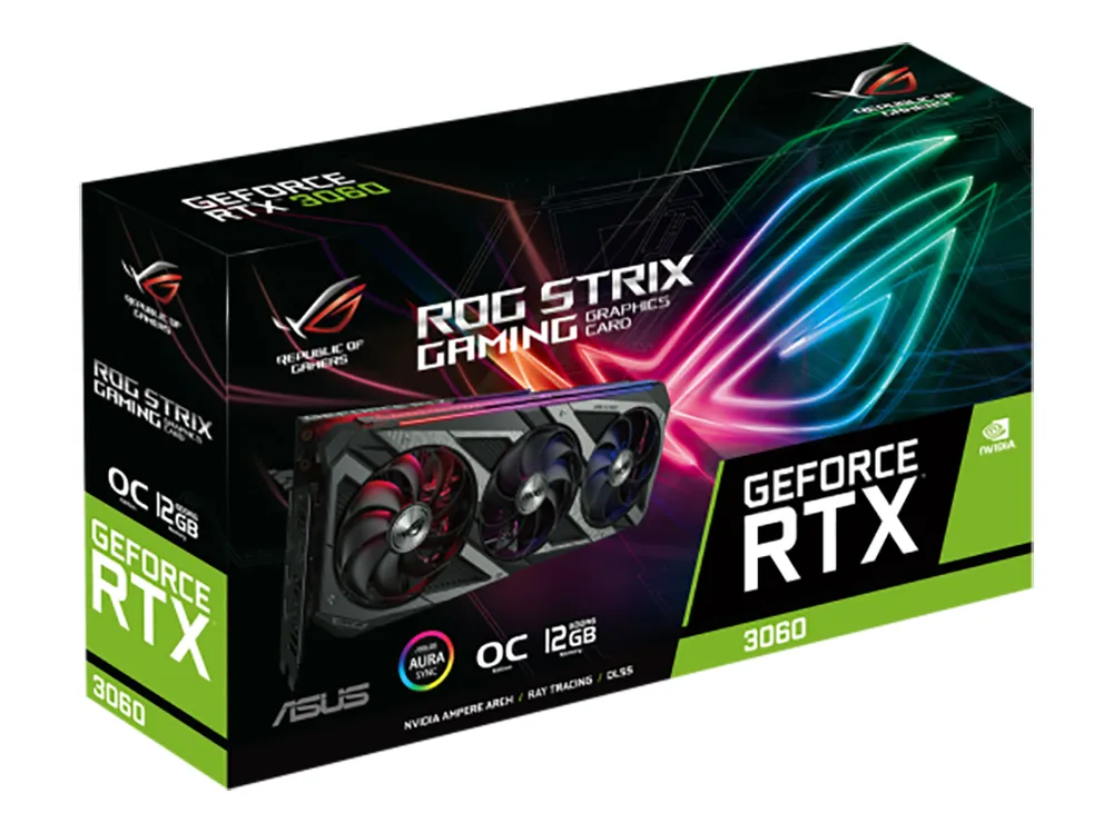 Видеокарта ASUS ROG-STRIX-RTX3060-O12G-V2-GAMING, 12ГБ GDDR6 192бит