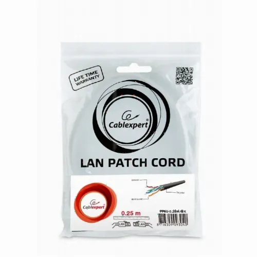 Patch cord Cablexpert PP6U-0.25M, Cat6 UTP, 0,25m, Gri
