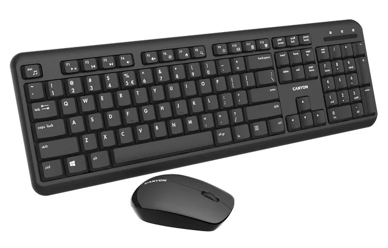 Клавиатура и мышь Canyon W20, Беспроводное, Чёрный