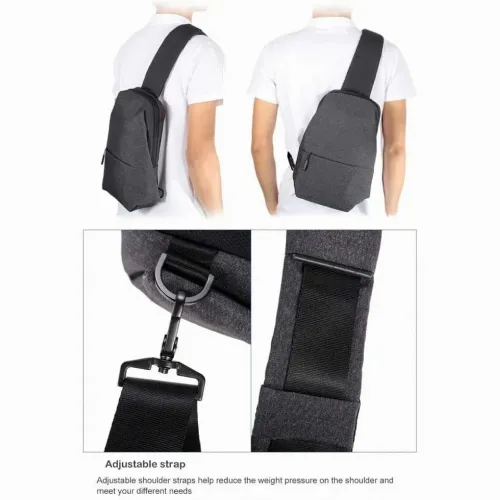 Rucsac zilnic Xiaomi Mi City Sling Bag, Poliester, Gri deschis