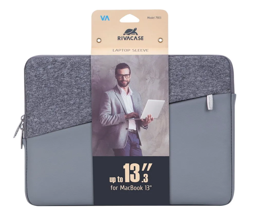 Geantă pentru Laptop RivaCase Egmont, 13.3", Polyester, Gri