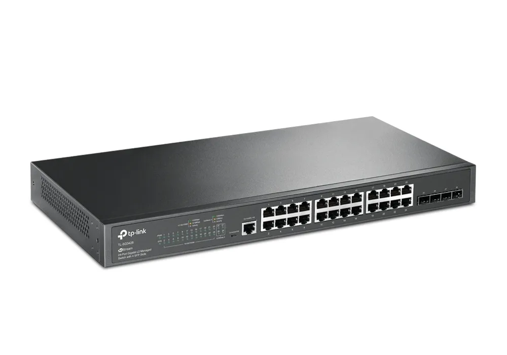 Switch de rețea TP-LINK TL-SG3428, 24x 10/100/1000 Mbps, 4x SFP