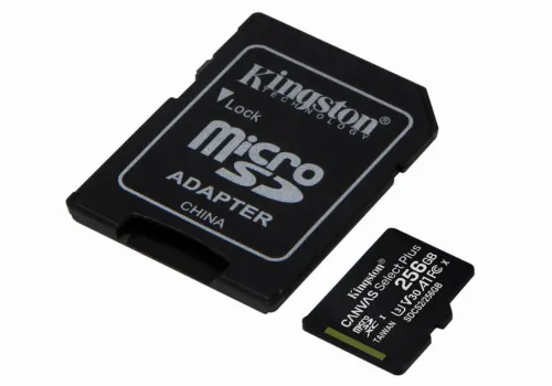 256GB MicroSD (Class 10) UHS-I (U3) +SD adapter, Kingston Canvas Select+ 