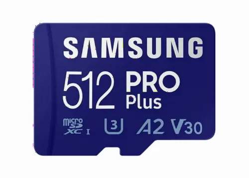 512GB MicroSD (Class 10) UHS-I (U3) +SD adapter, Samsung PRO Plus 