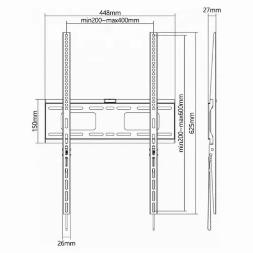 Фиксированное настенное крепление Reflecta Plano Portrait 70-4060, Чёрный