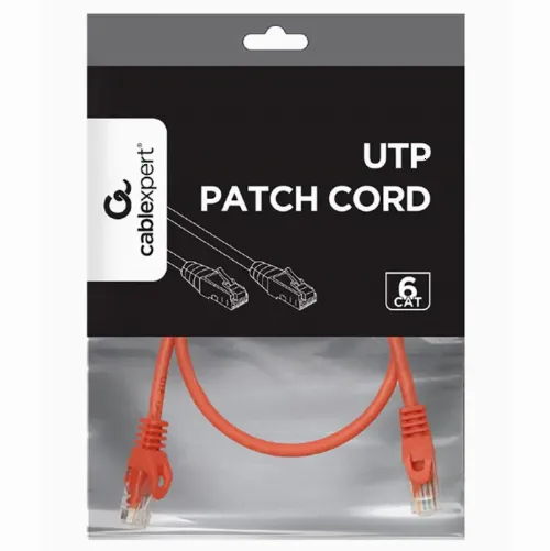 Patch cord Cablexpert PP6U-0.5M/R, Cat6 UTP, 0,5m, Roșu