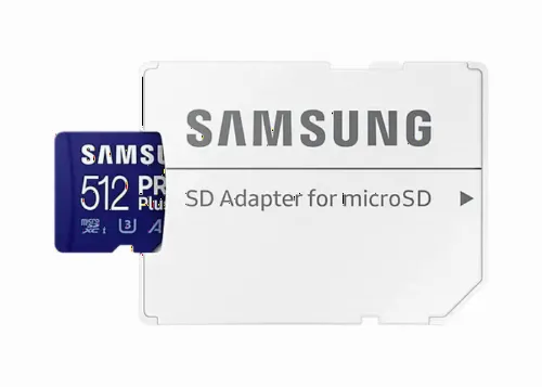 512GB MicroSD (Class 10) UHS-I (U3) +SD adapter, Samsung PRO Plus 