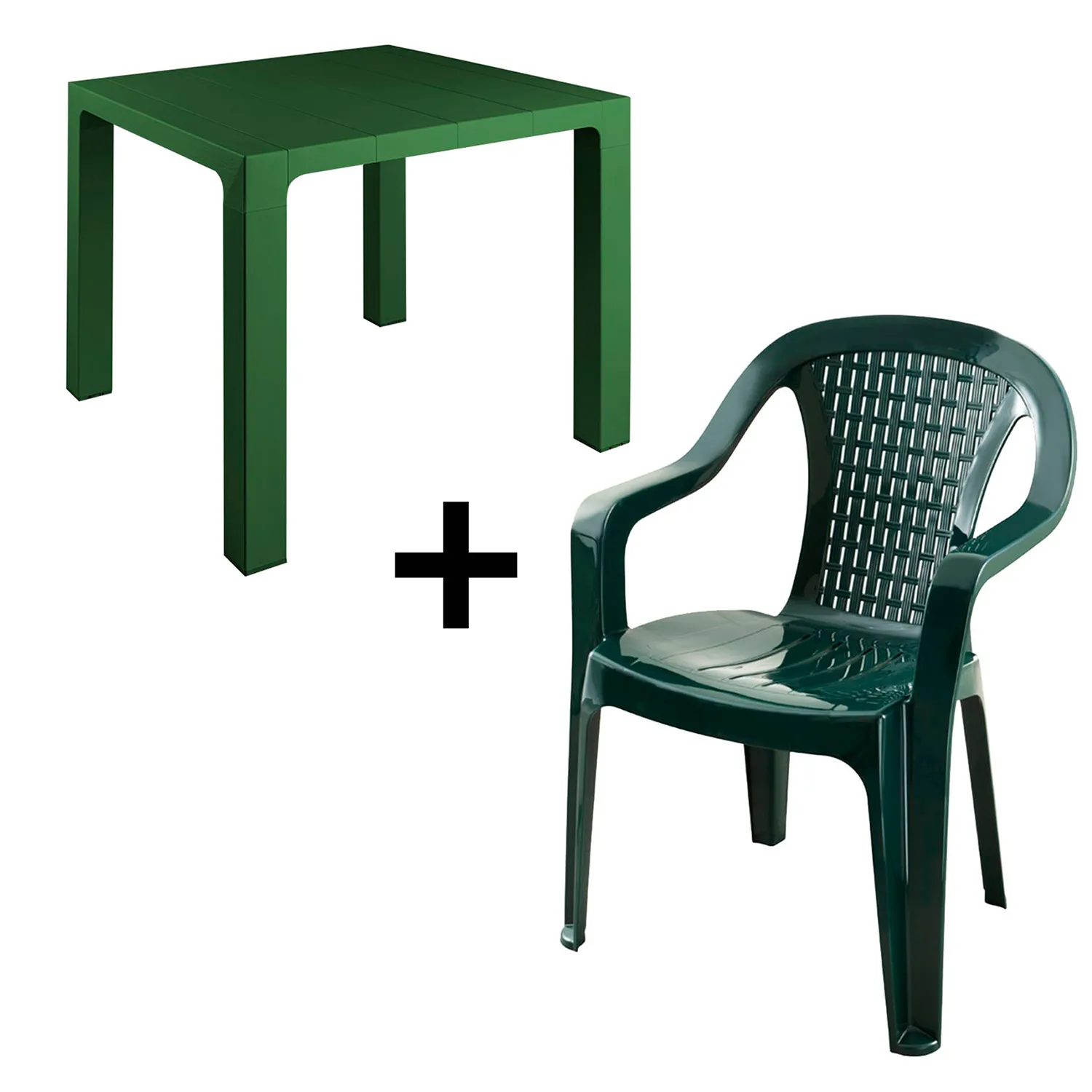 TikTok Masa plastic Orfeo 80 Sanja (Verde) + 4 scaune Valelrija verde 7005V