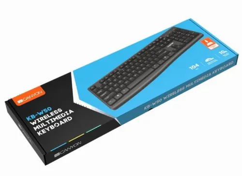 Tastatură Canyon KB-W50, Fără fir, Negru
