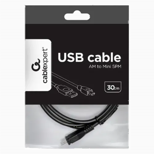 Cable de date Cablexpert CCP-USB2-AM5P-1, USB Type-A (F)/Mini-USB, 0,3m, Negru
