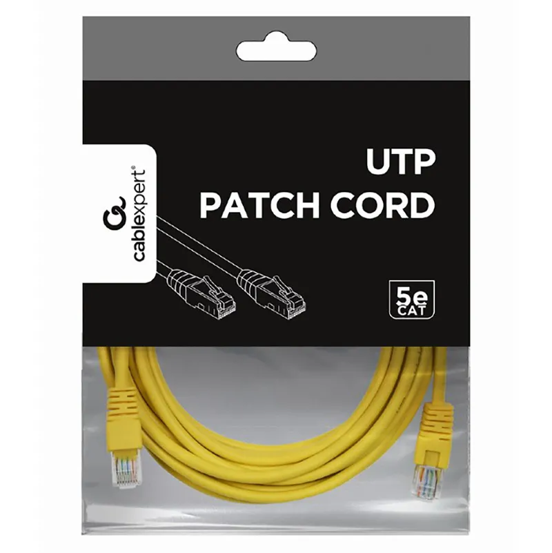 Патч-корд Cablexpert PP12-5M/Y, CAT5e UTP, 5м, Жёлтый