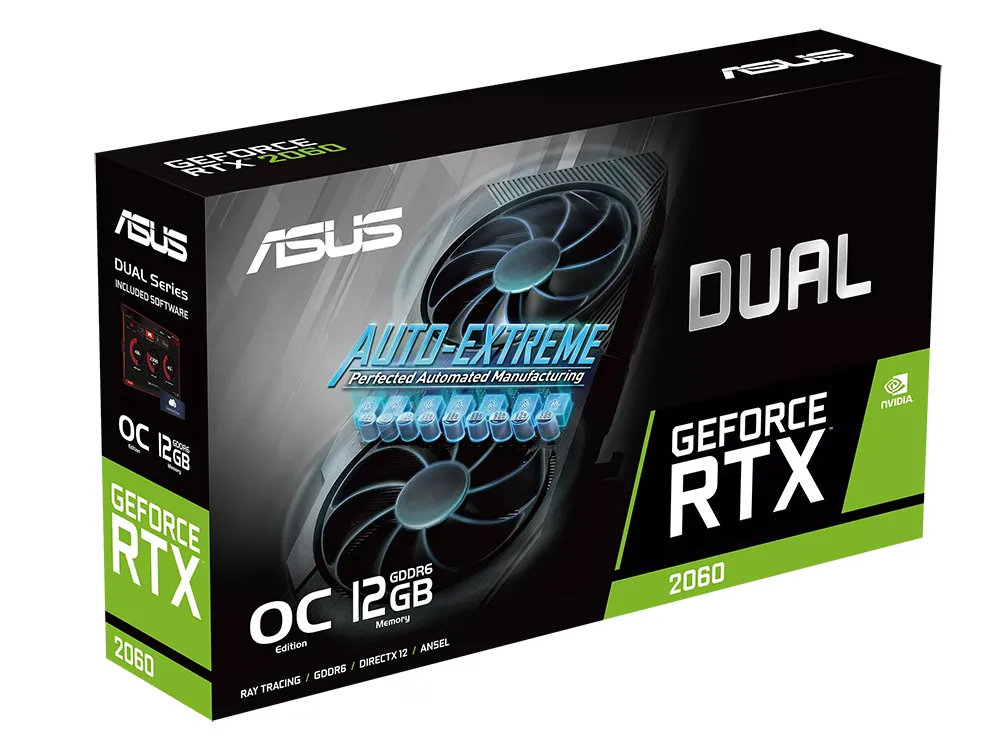 Видеокарта ASUS DUAL-RTX2060-O12G-EVO, 12ГБ GDDR6 192бит