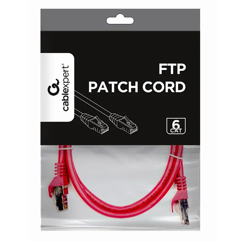 Patch cord Cablexpert PP6-1M/RO, Cat6 FTP , 1m, Roz