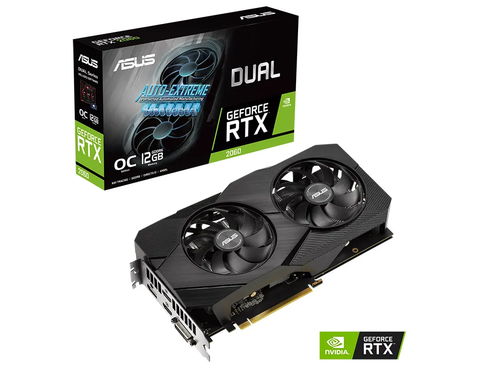 Видеокарта ASUS DUAL-RTX2060-O12G-EVO, 12ГБ GDDR6 192бит