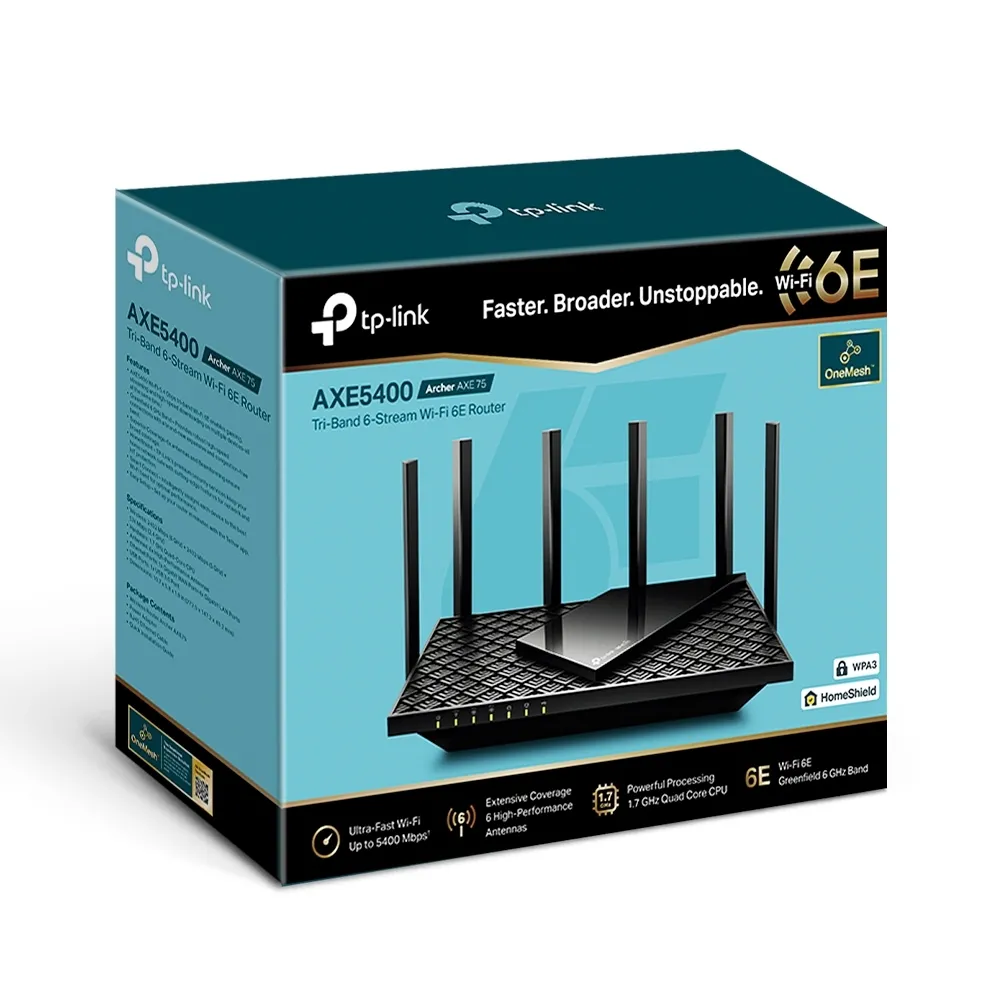 Router fără fir TP-LINK Archer AXE75, Negru