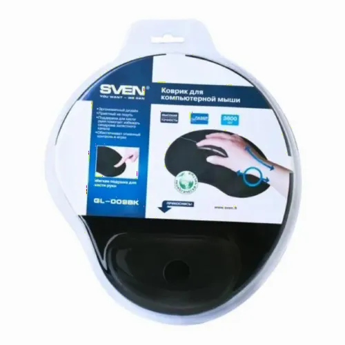 Коврик для мыши SVEN GL-009BK, 250мм x 220мм, Чёрный
