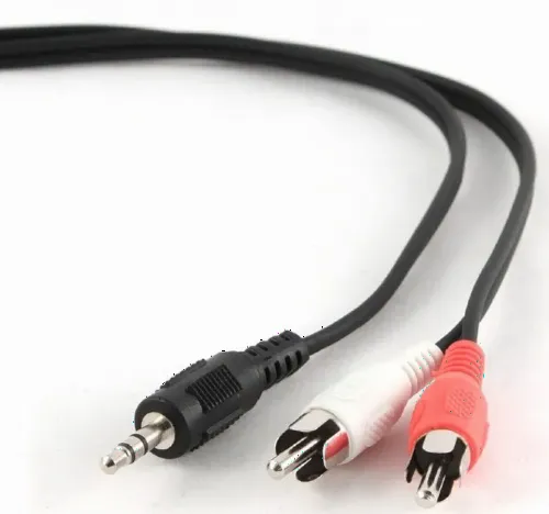 Audio Adaptor Cablexpert CCA-458/0.2, 3.5mm 3-pin (M) - 2x RCA (M), 0,2m, Negru