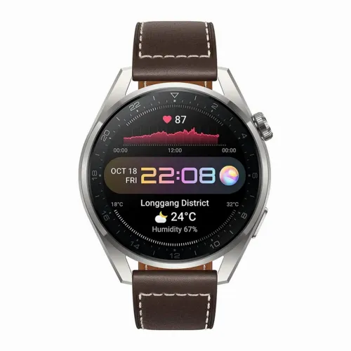 Умные часы Huawei WATCH 3 Pro, 48мм, Корпус Titanium Gray с Коричневым кожаным ремешком