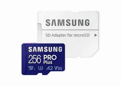 256GB MicroSD (Class 10) UHS-I (U3) +SD adapter, Samsung PRO Plus 