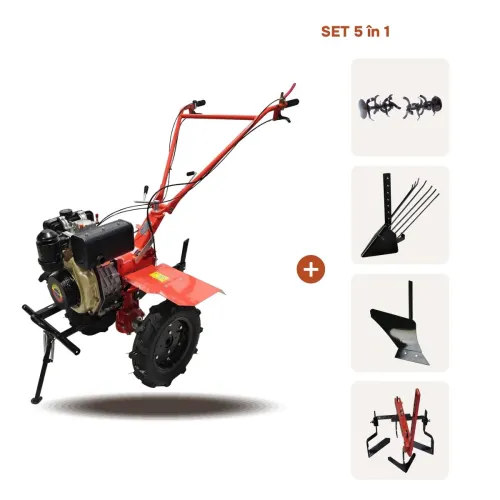 TikTok Motocultor TECHNOWORKER 105D + Freza + Plug arat + Plug cartofi + Cultivator