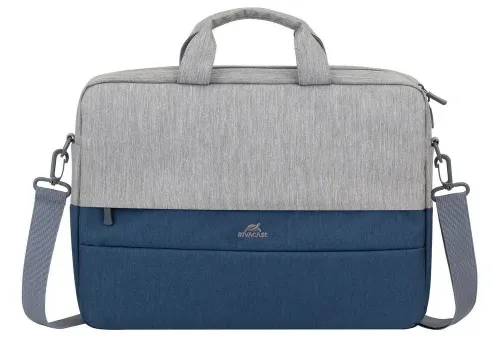 Geantă pentru Laptop RivaCase Prater, 15.6", Poliester, Gri/Albastru închis