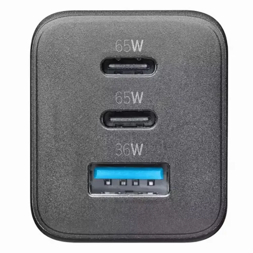 Încărcător Cellularline Wall Charger GAN, 3 Ports, 65W, Negru