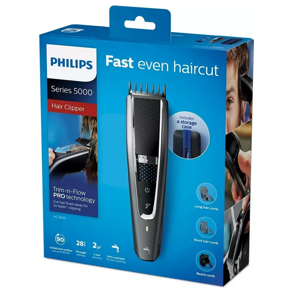 Машинка для стрижки Philips Series 5000 HC5650/15, Серебристый | Черный