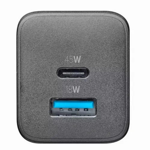 Încărcător Cellularline Wall Charger GAN, 2 Ports, 45W, 45W, Negru
