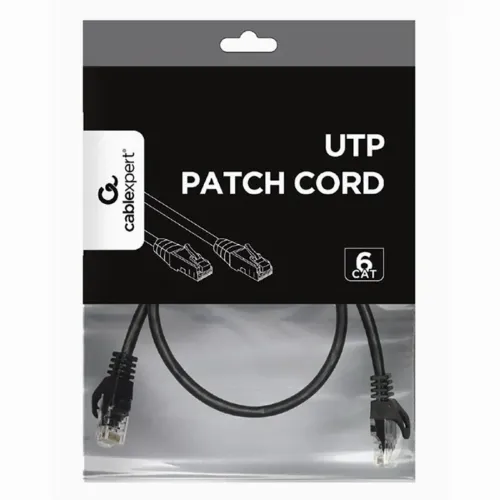 Patch cord Cablexpert PP6U-0.25M/BK, Cat6 UTP, 0,25m, Negru