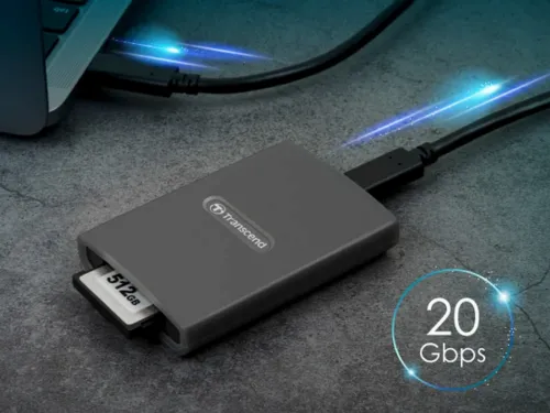Кардридер Transcend TS-RDE2, USB Type-C, USB Type-A, Серый