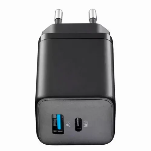 Încărcător Cellularline Wall Charger GAN, 2 Ports, 45W, 45W, Negru