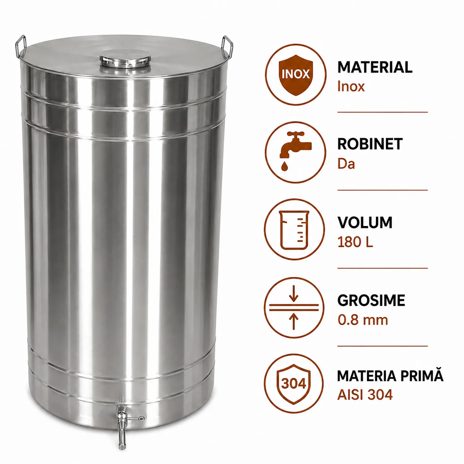 Butoi pentru vin din Inox 180 L