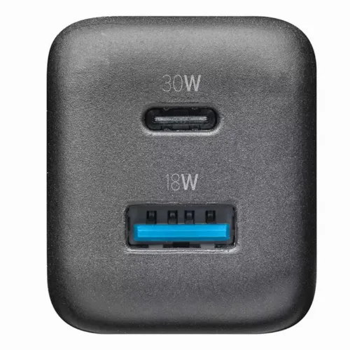 Зарядное устройство Cellularline Wall Charger GAN, 2 Ports, 30W, 30Вт, Чёрный