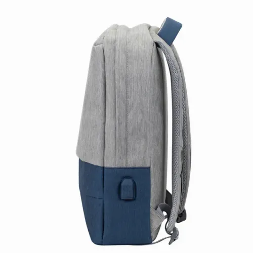 Rucsac pentru Laptop RivaCase Prater, 15.6", Poliester, Gri/Albastru