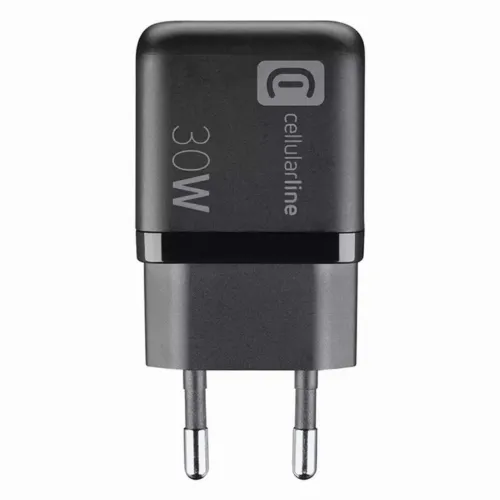 Зарядное устройство Cellularline Wall Charger GAN, 2 Ports, 30W, 30Вт, Чёрный