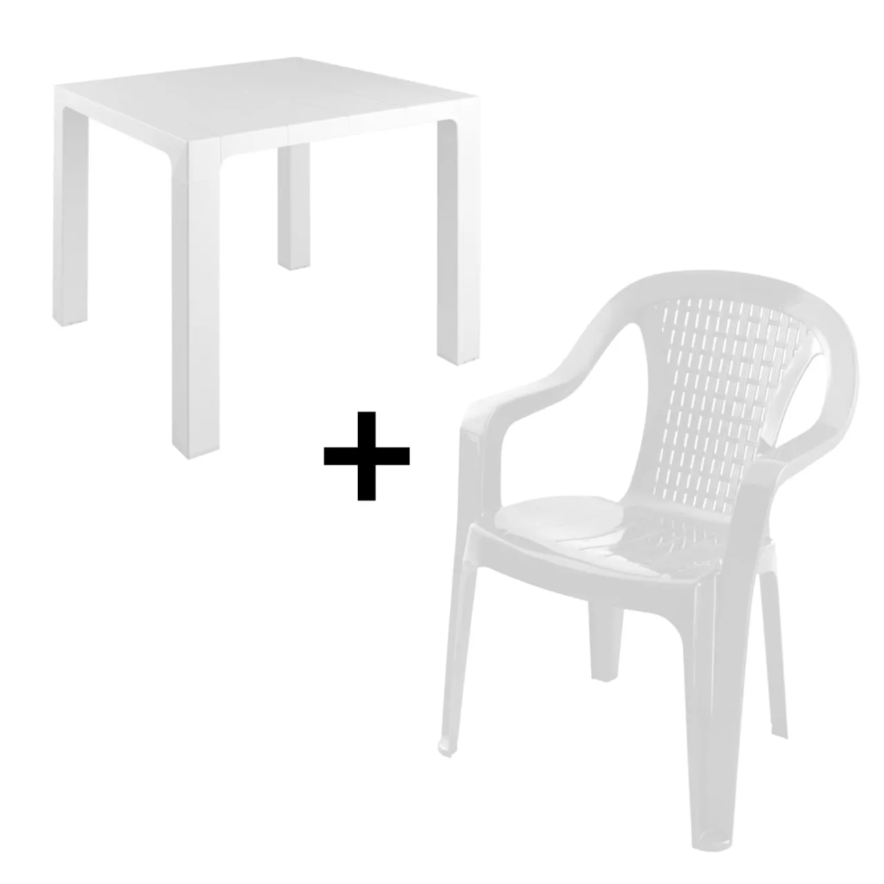 TikTok Masa plastic Orfeo 80 Sanja (Alb) + 4 scaune Valelrija alb 7005A