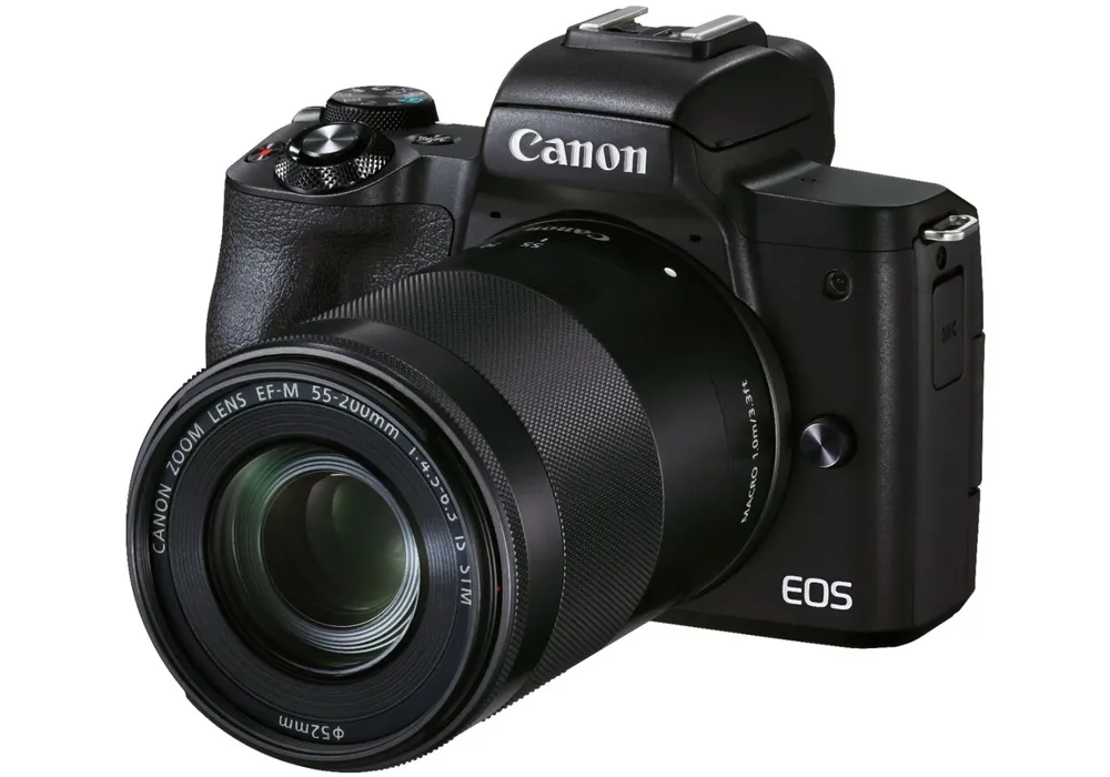 Aparat Foto Mirrorless Canon EOS M50 Mark II + EF-M 15-45 IS + EF-M 55-200 IS, Negru