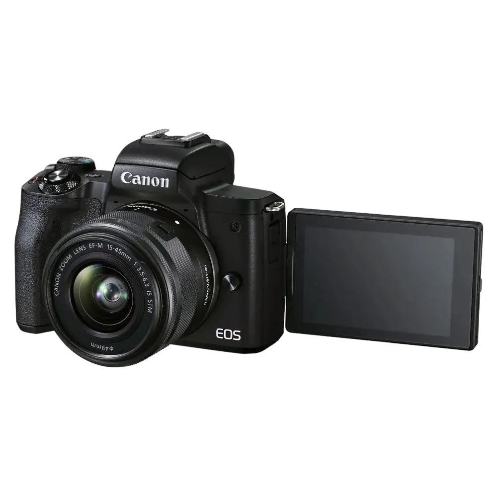 Aparat Foto Mirrorless Canon EOS M50 Mark II + EF-M 15-45 IS + EF-M 55-200 IS, Negru