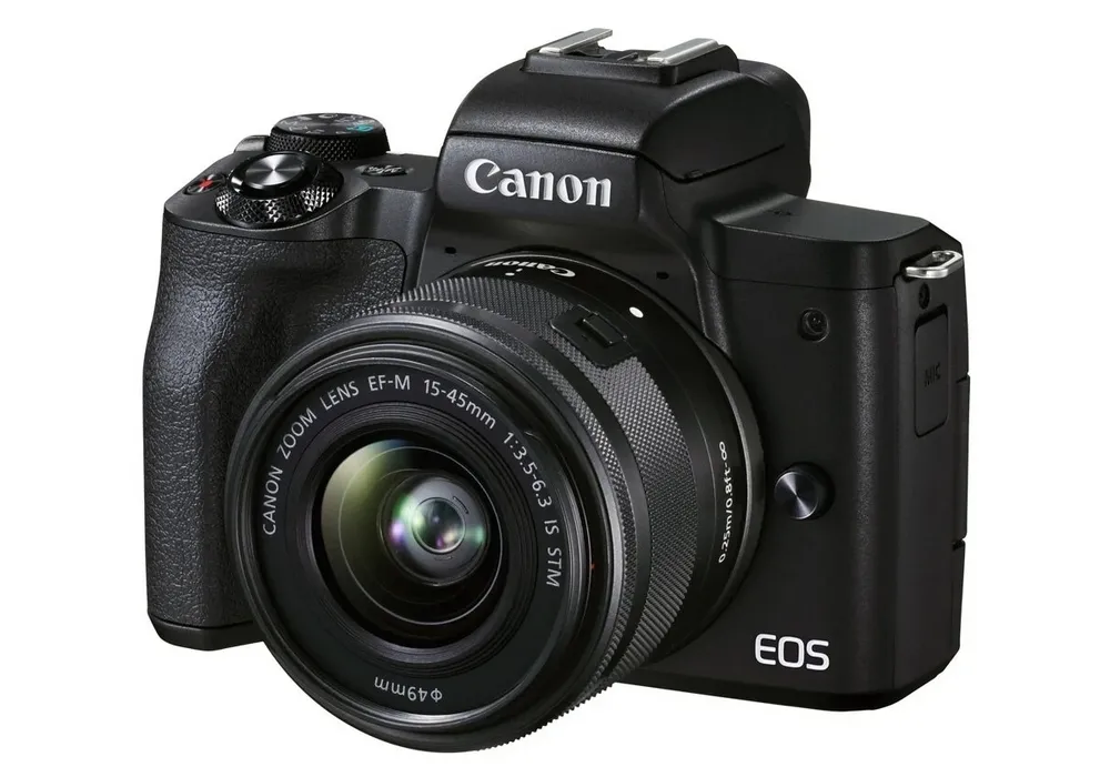 Aparat Foto Mirrorless Canon EOS M50 Mark II + EF-M 15-45 IS + EF-M 55-200 IS, Negru