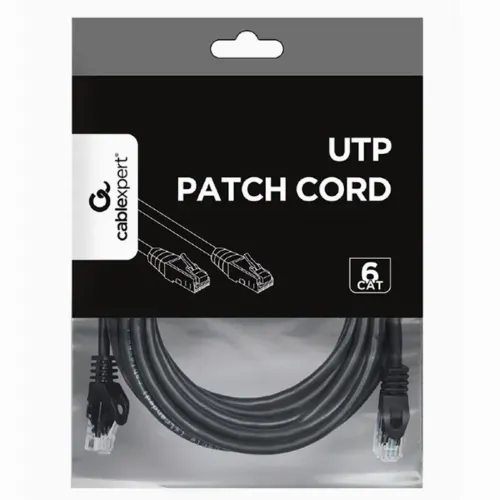 Patch cord Cablexpert PP6U-5M/BK, Cat6 UTP, 5m, Negru