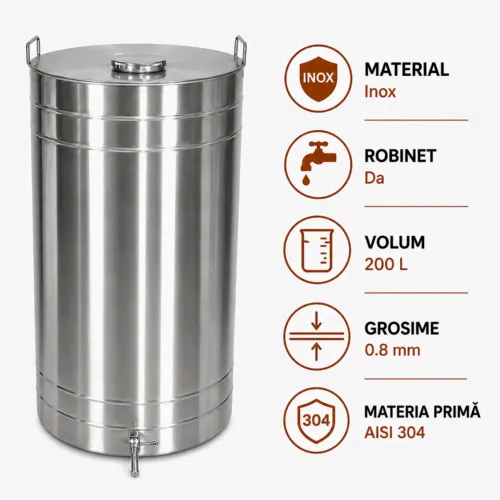 Butoi pentru vin din Inox 200 L