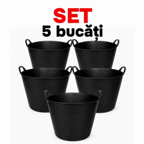 Tik Tok Cos din plastic rotund 38L cu maner Waltz 5 cosuri set