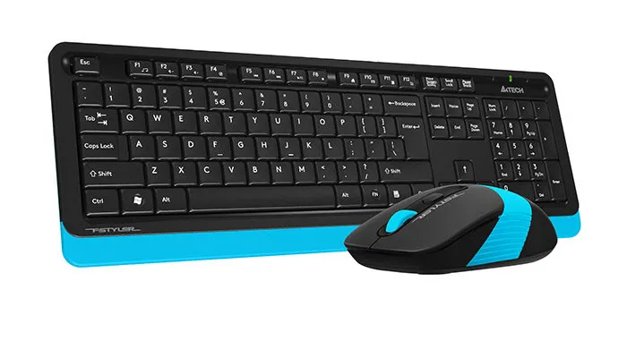 Set Tastatură + Mouse A4Tech FG1010, Fără fir, Negru/Albastru