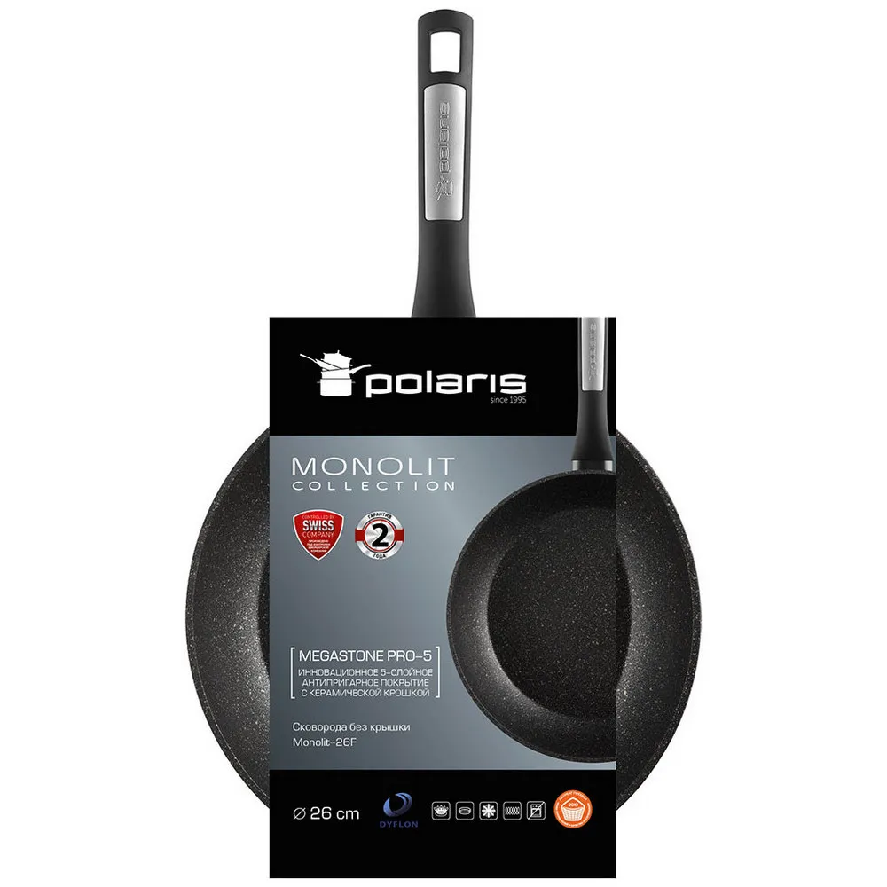 Tigaie Polaris Monolit-26F, 26cm, Negru