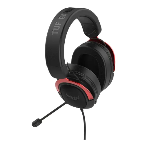 Căști gaming ASUS TUF Gaming H3, Cu fir, Negru/Roșu