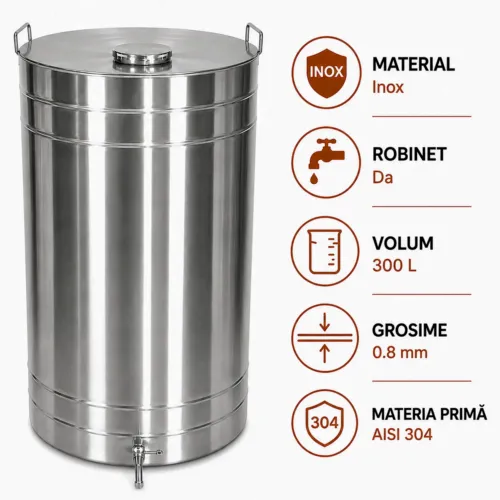 Butoi pentru vin din Inox 300 L