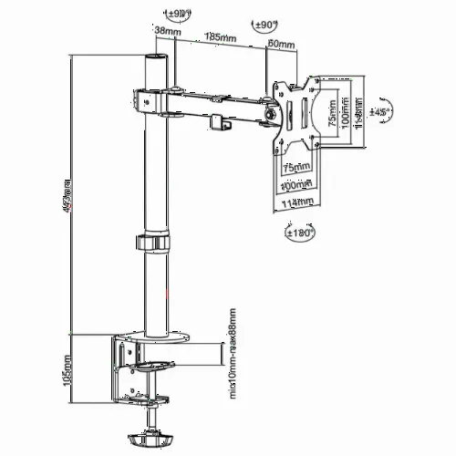 Настольный кронштейн для монитора BRATECK LDT12-C011, Чёрный